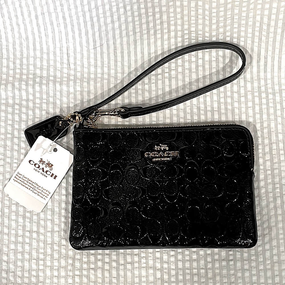 NWT! Coach sleek black wristlet